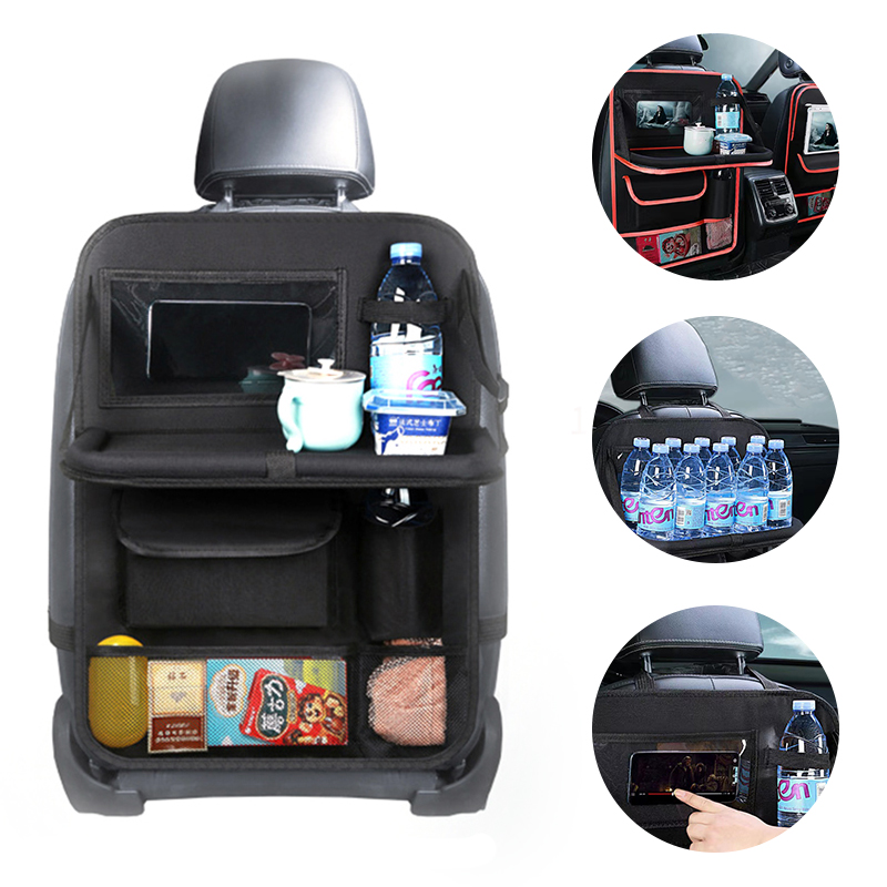 Tablet Accessories Bag - 折りたたみ式カーシートオーガナイザー トレイ付き タブレットホルダー マルチポケット収納 車内収納 整理整頓