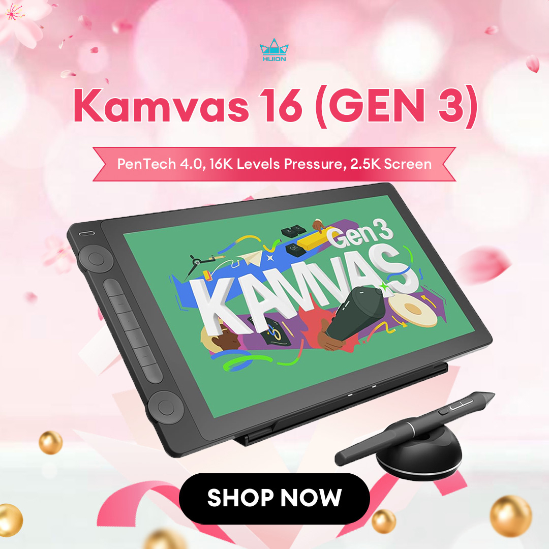 Graphic Tablet Accessories - HUION-グラフィックタブレットKamvas,16K,圧力レベル,Pentech 4.0ペン,描画画面,15.8インチ,2.5K,qhd画面,Gen 3