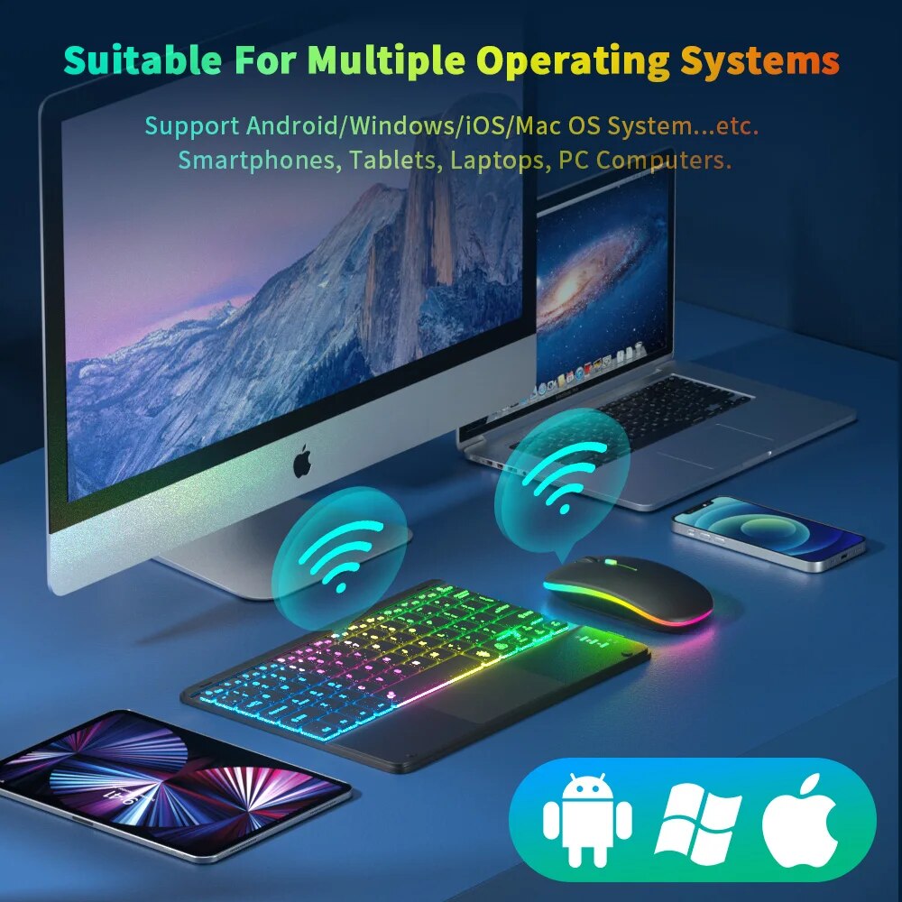 タッチパッド付きBluetoothキーボード,充電式,バック - Accessories For Android Tablet のレビューと価格