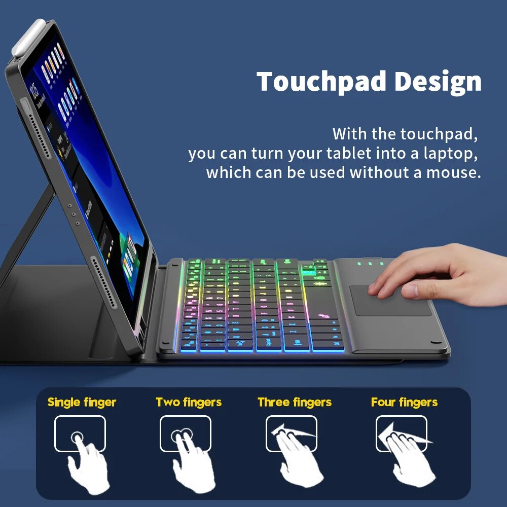 タッチパッド付きBluetoothキーボード,充電式,バック - Accessories For Android Tablet のレビューと価格